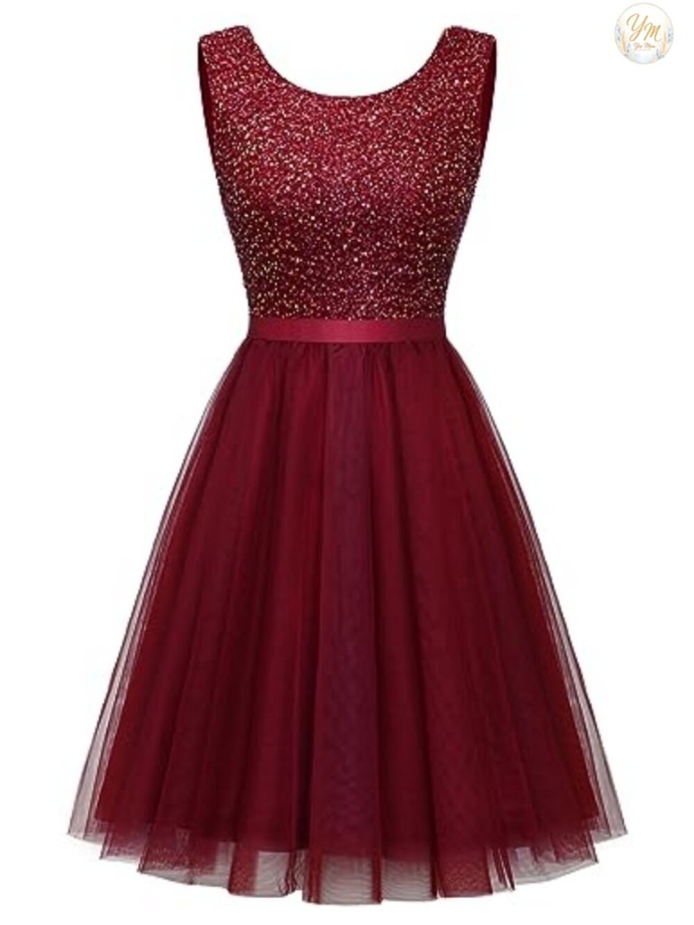 Sequin Mini Prom Cocktail Dress Sleeveless A-Line Boat Neck Formal Party